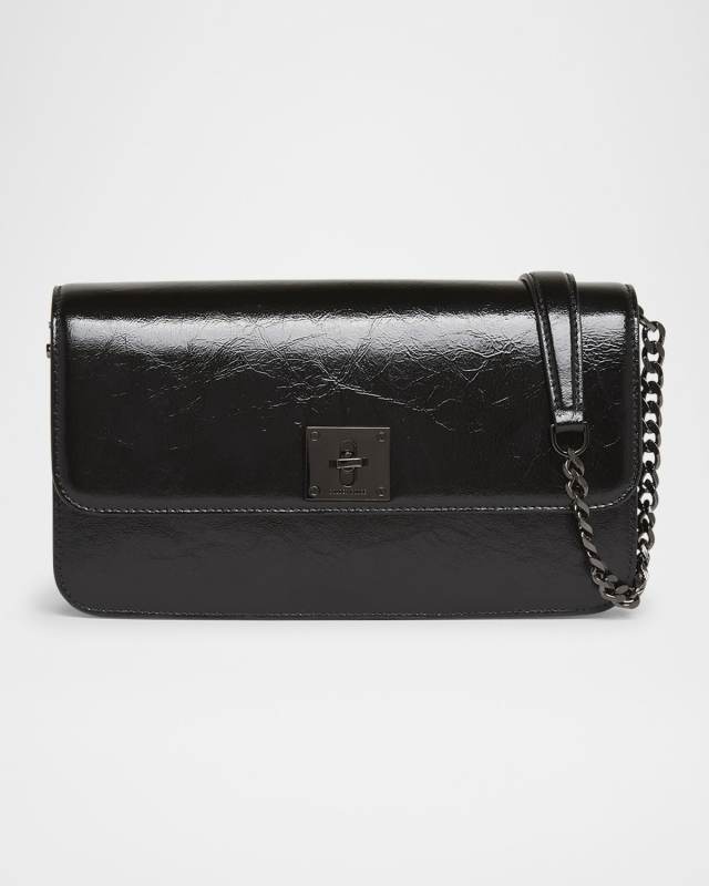 Gioia Shiny Wavy Leather Shoulder Bag